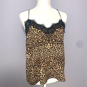 NWOT Fierce Leopard Lace Detail Cami by Everly